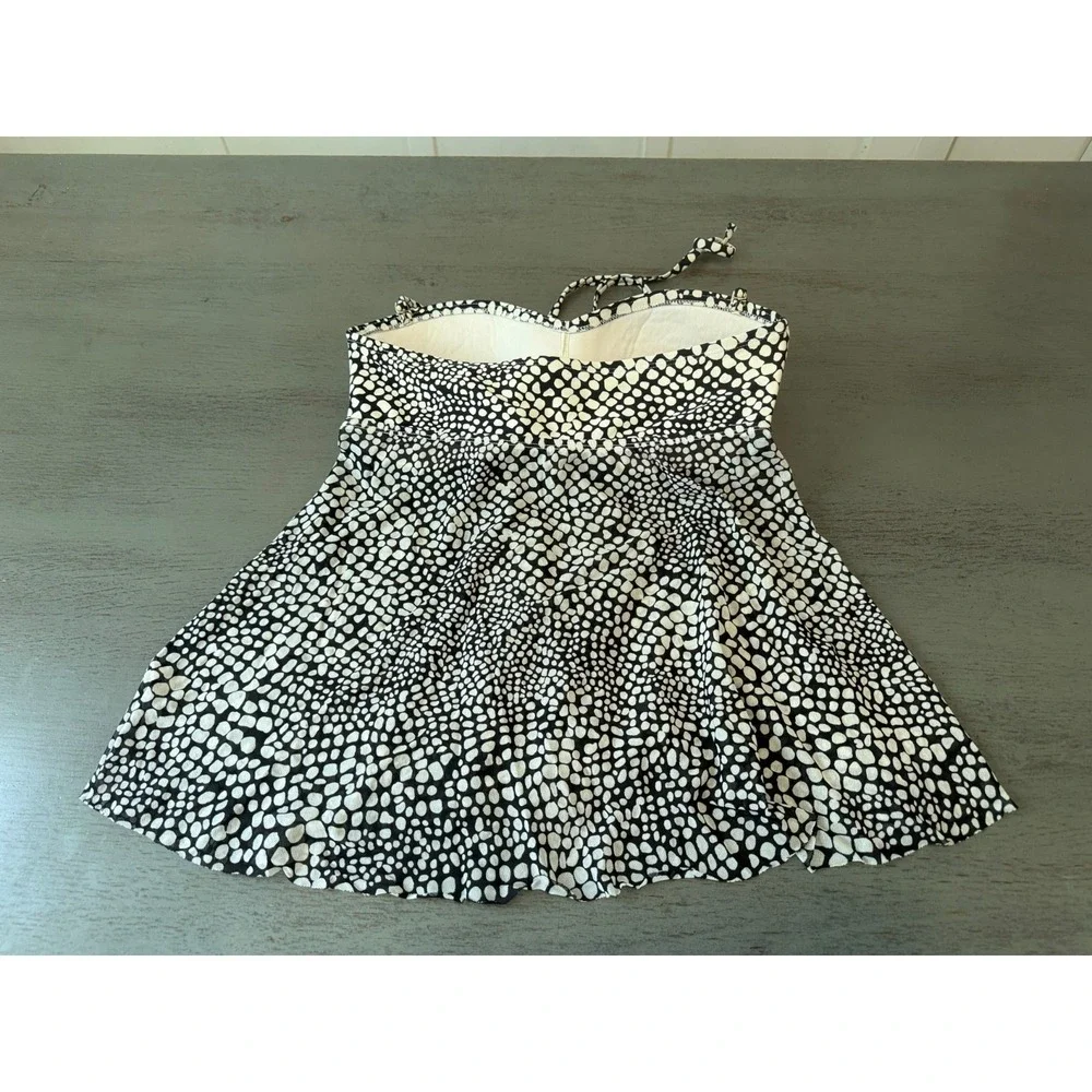 black white sheer bottom MERONA   swimsuit top tankini size medium - Picture 2 of 2